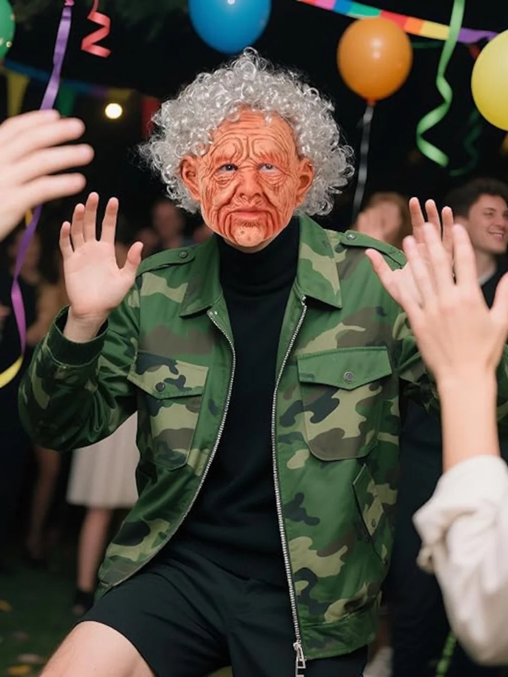 Realistic Old Lady Mask Wig Halloween Latex Costume Elderly Grandma Face Mask